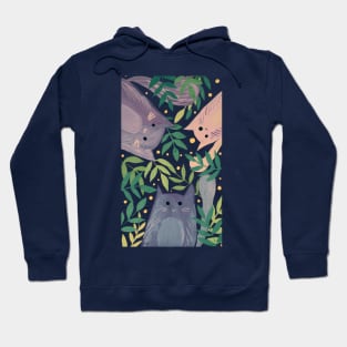 Cats and branches - green and gray Hoodie